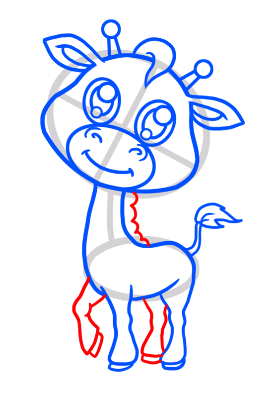 Learn easy to draw Baby Giraffe step 06