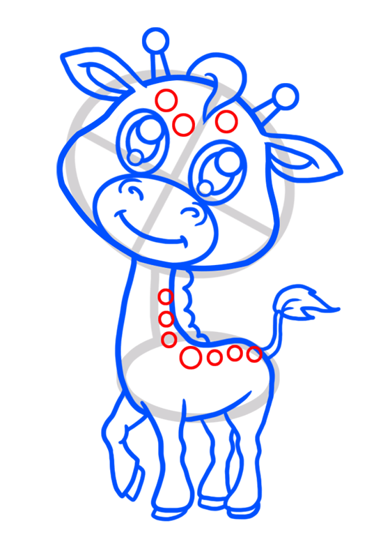 Learn easy to draw Baby Giraffe step 07