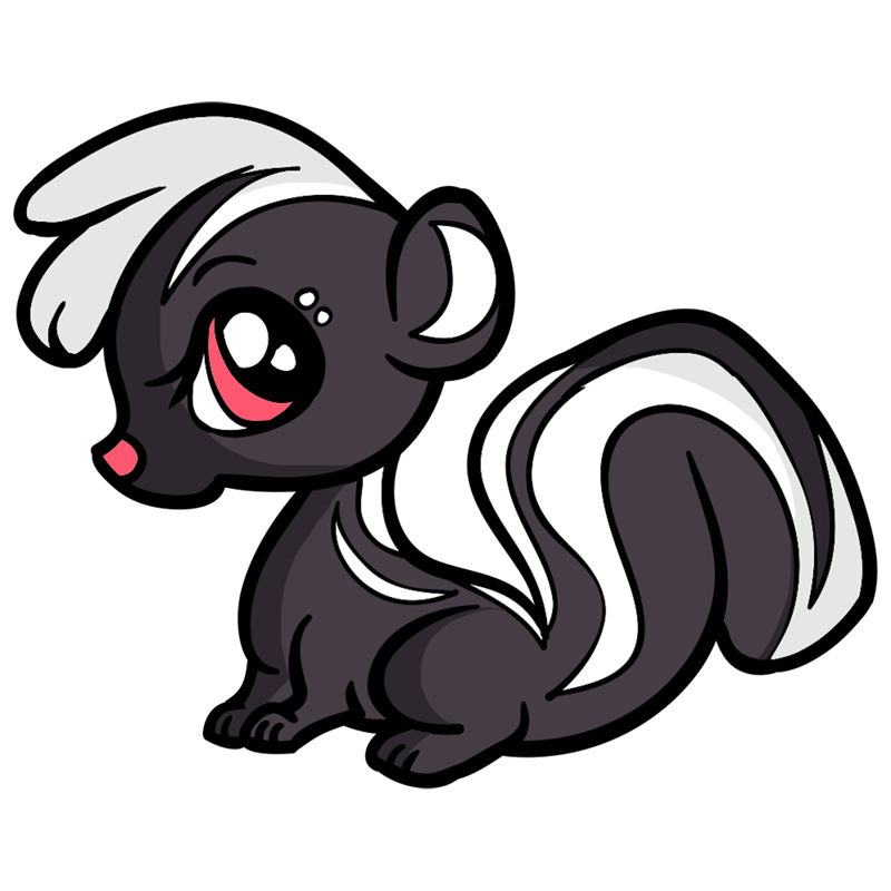 Learn easy to draw Baby Skunk step 11
