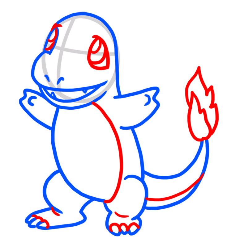 Learn easy to draw Charmander Pokemons step 05