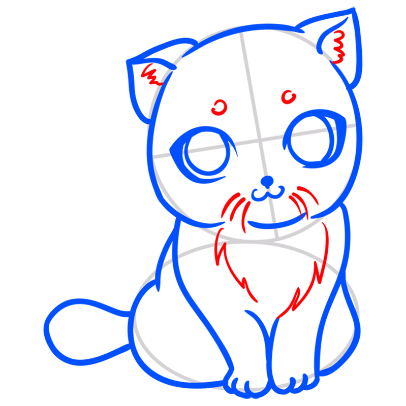 Learn easy to draw Cute Cat 1 step 07