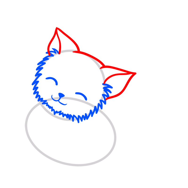 Learn easy to draw Cute Cat 2 step 04