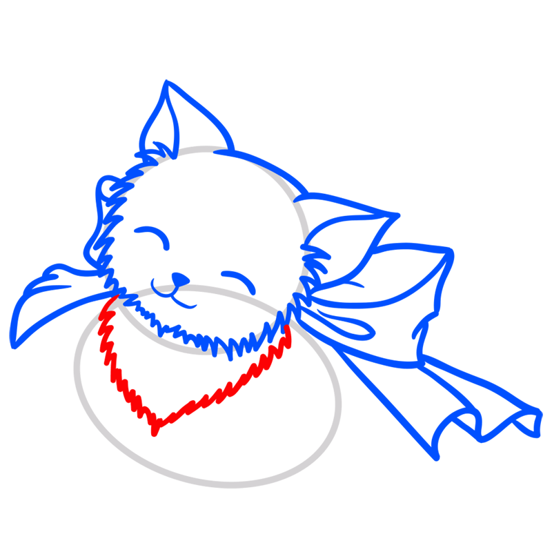 Learn easy to draw Cute Cat 2 step 06