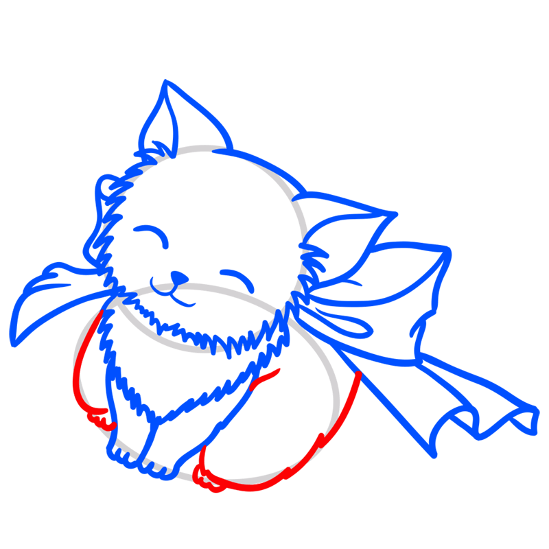 Learn easy to draw Cute Cat 2 step 08
