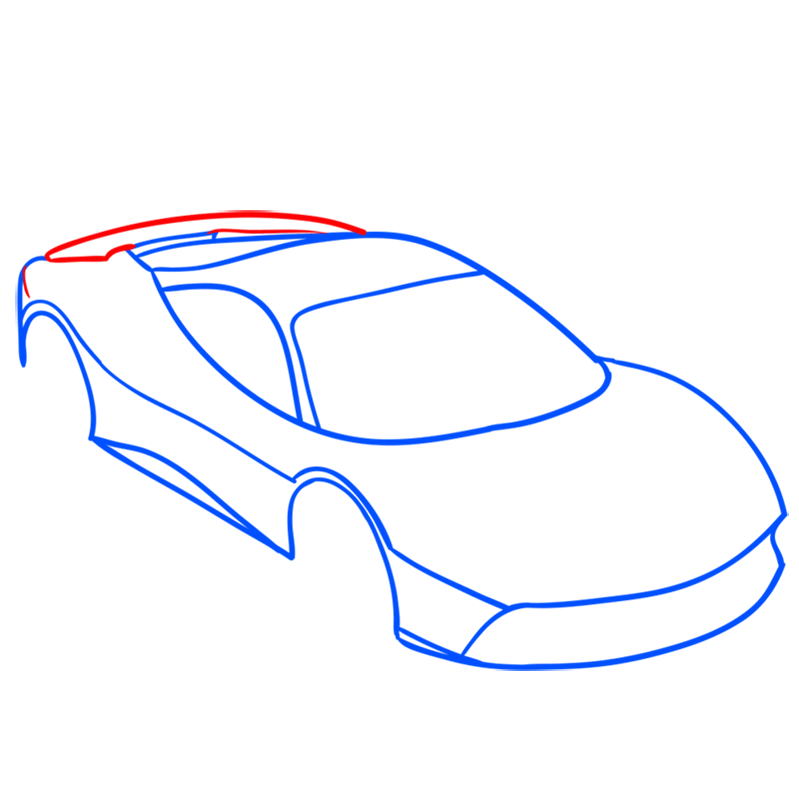 Learn easy to draw Ferrari 488 GTB step 04