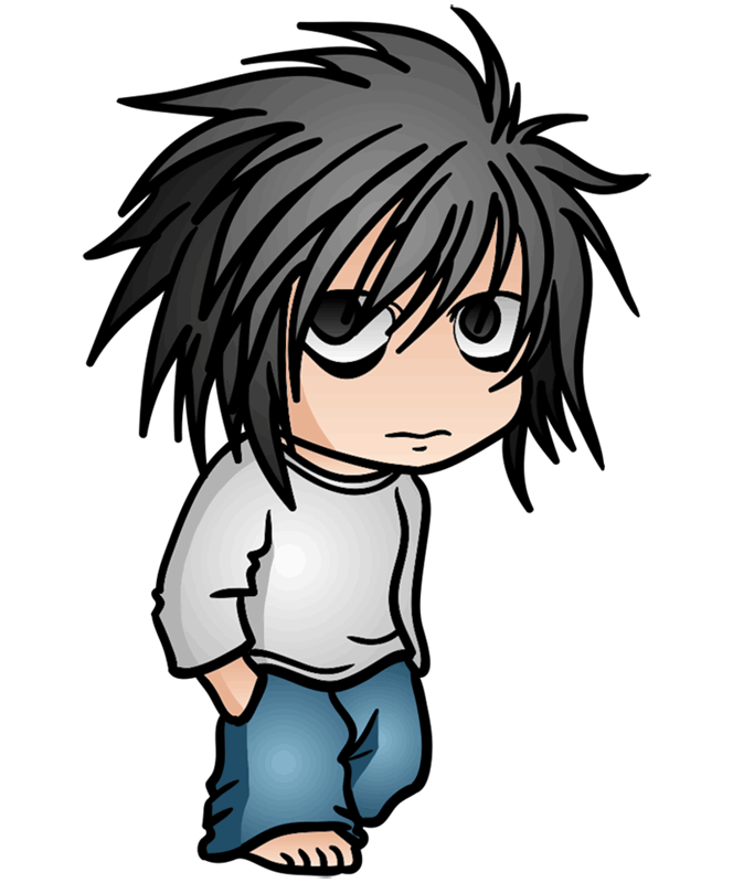 Learn easy to draw L Lawliet Chibi step 11