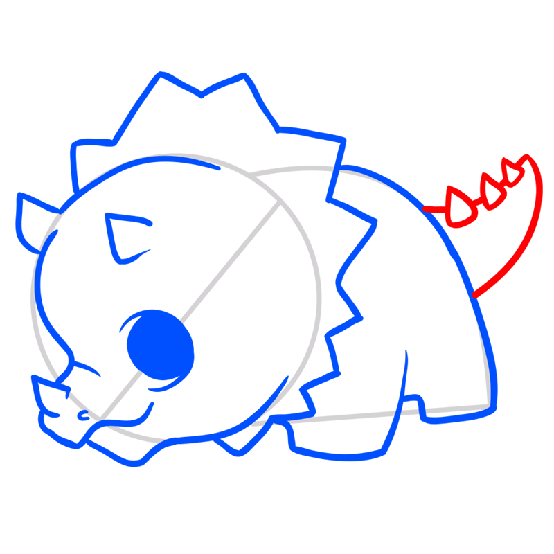 Learn easy to draw Triceratops step 07