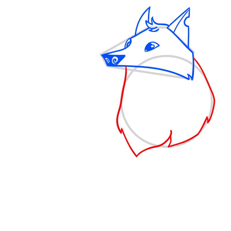 Learn easy to draw Arctic Wolf step 05