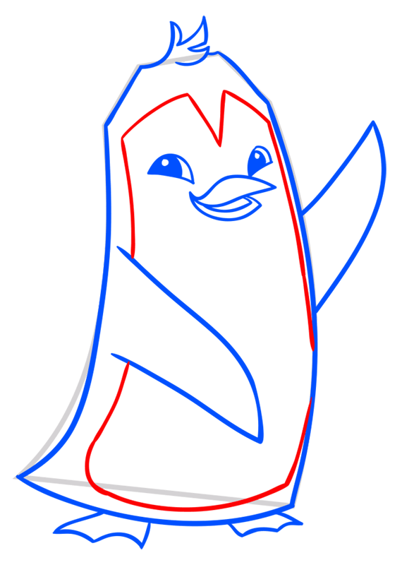 Learn easy to draw Penguin step 08