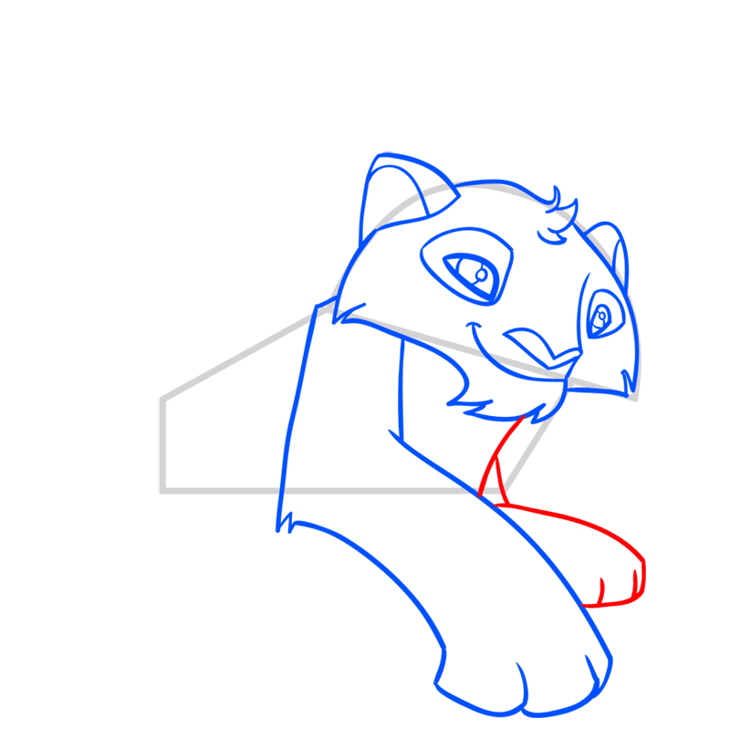 Learn easy to draw Snow Leopard step 07