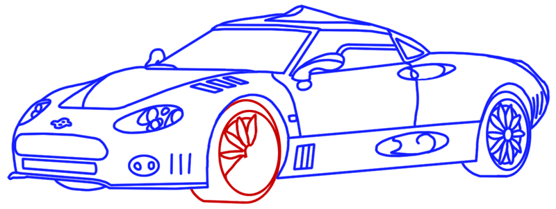 Learn easy to draw Spyker C8 step 14