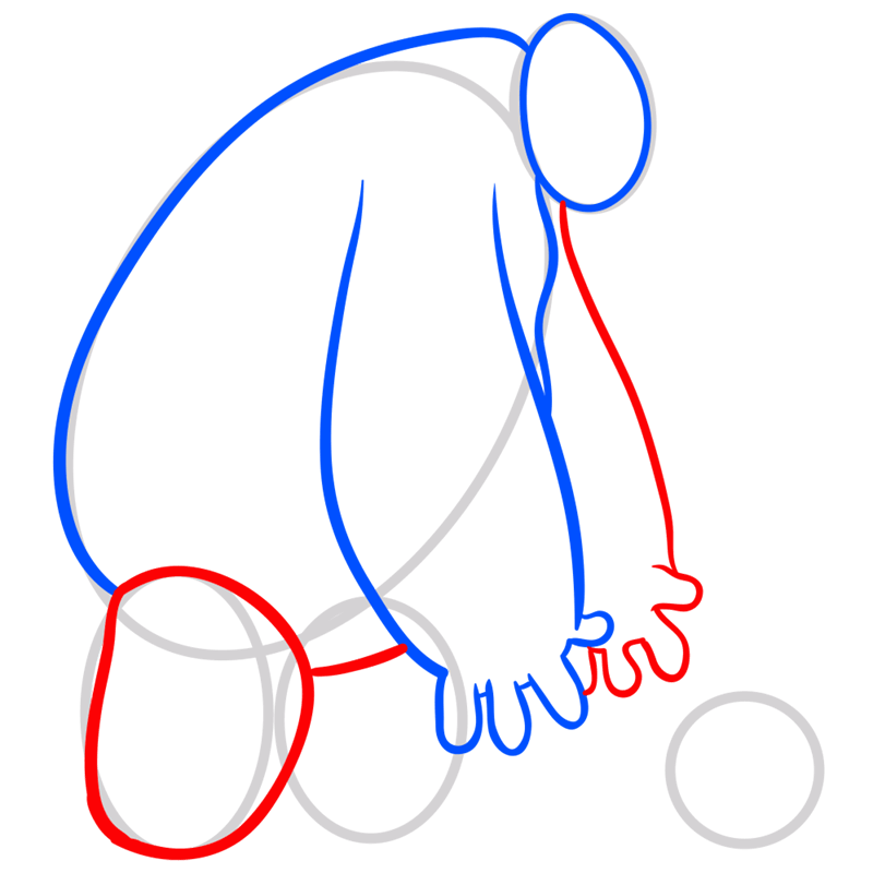 Learn easy to draw baymax and ball step 05