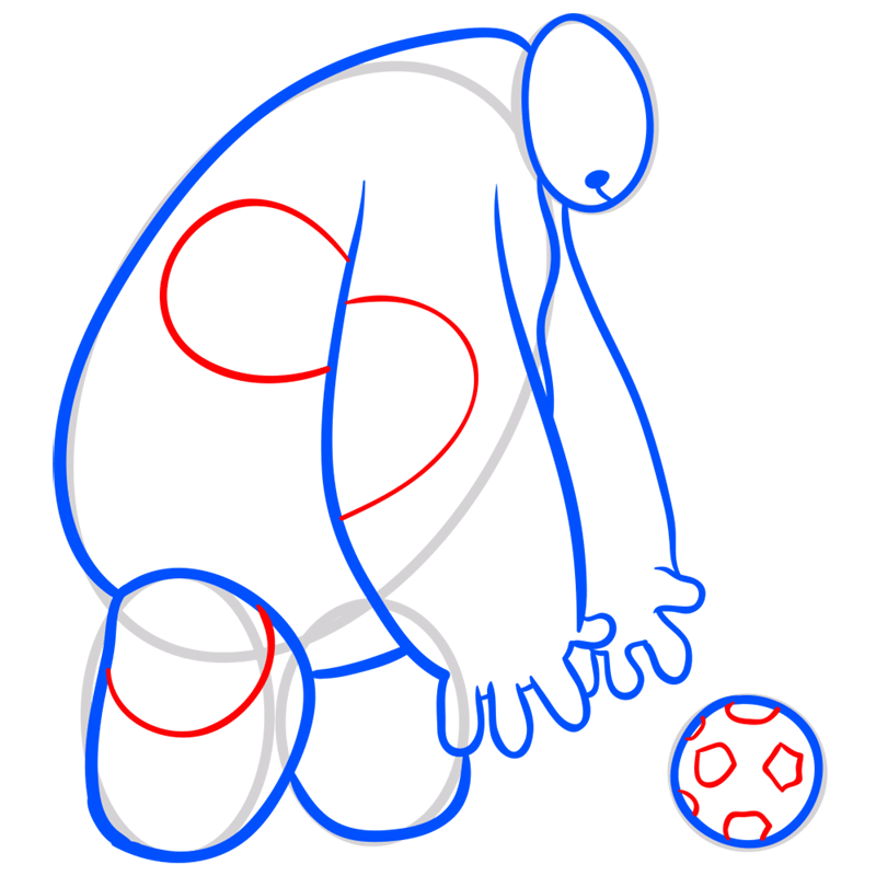 Learn easy to draw baymax and ball step 07