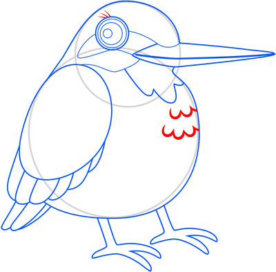 Learn easy to draw kingfisher step 10
