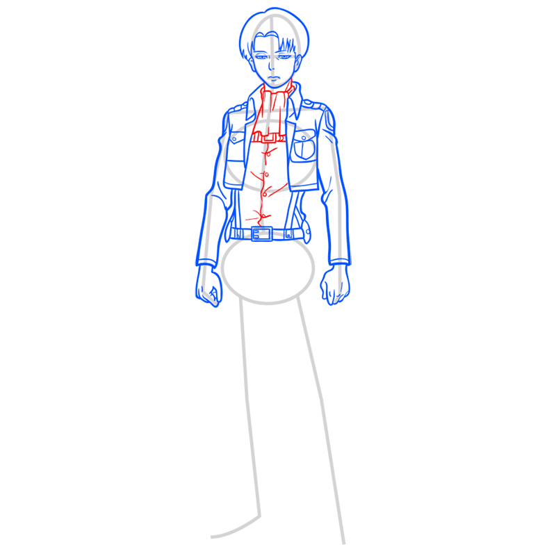 Learn easy to draw levi ackerman step 08