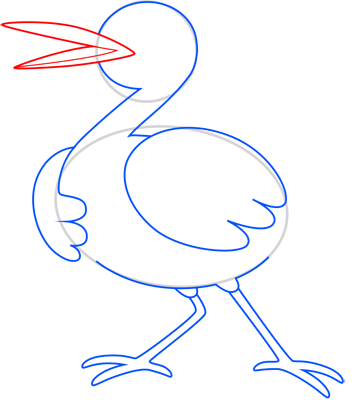 Learn easy to draw stork step 05
