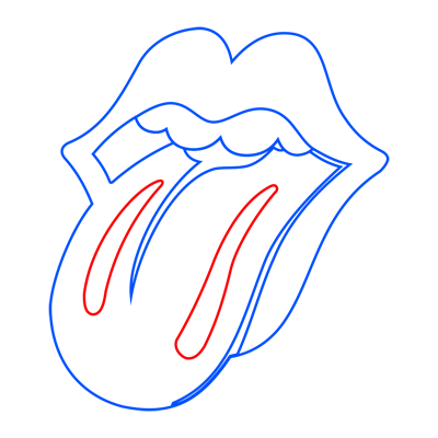Learn easy to draw the rolling stones step 07