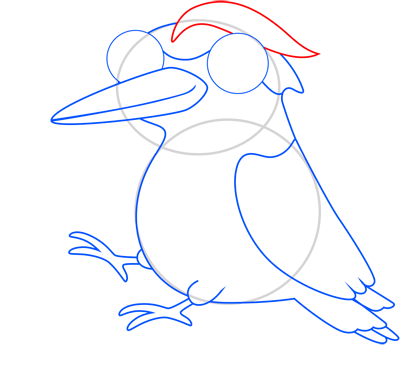 Learn easy to draw woodpecker step 10