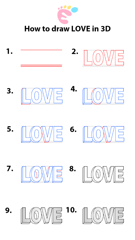 Learn easy to draw how to draw love in 3d 576x1024