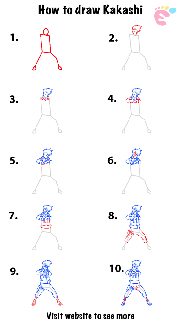 How To Draw Kakashi  Naruto - Easy Step By Step 