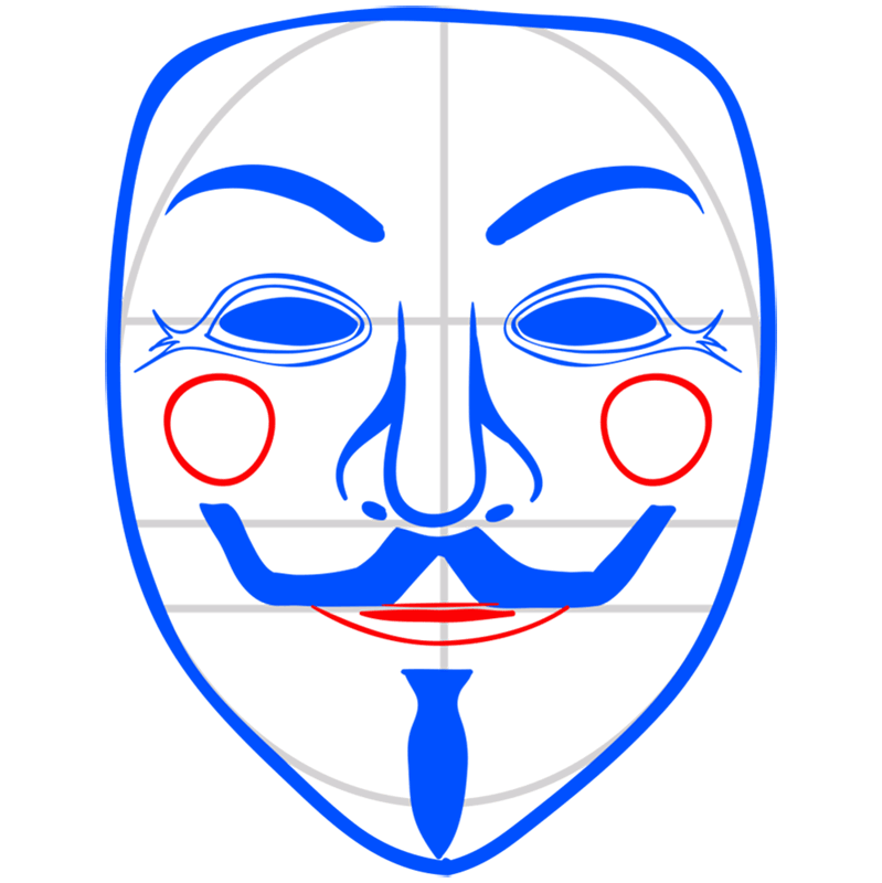 Learn easy to draw anonymous mask drawing 7