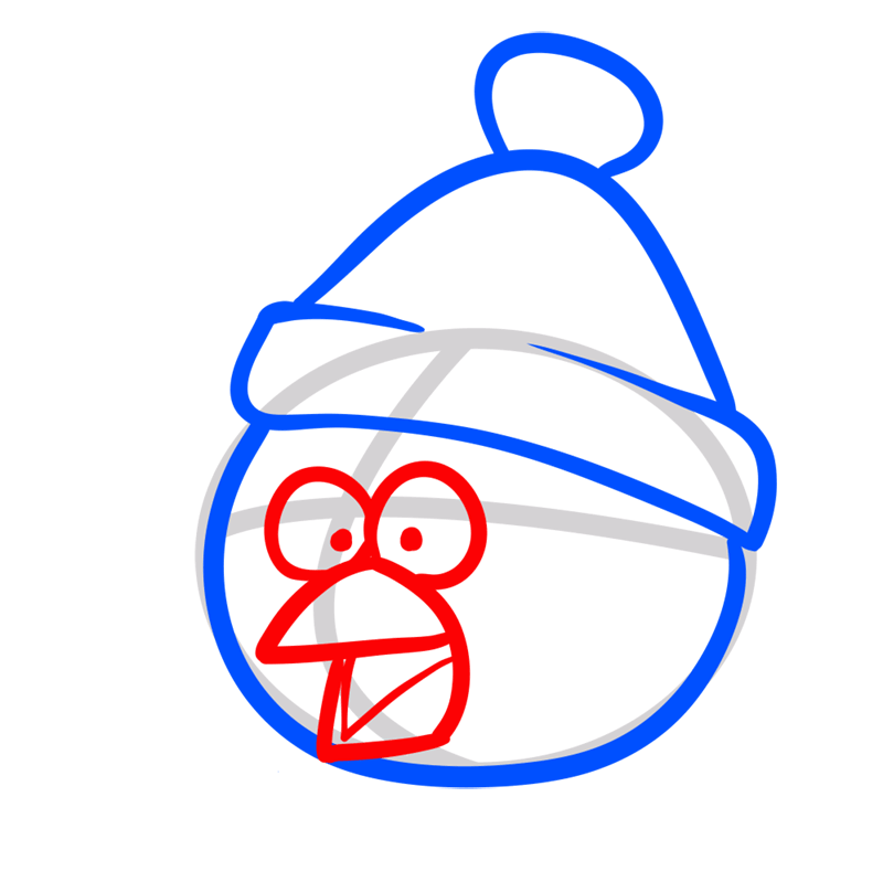 Learn easy to draw easy step by step angry bird on christmas drawing 4
