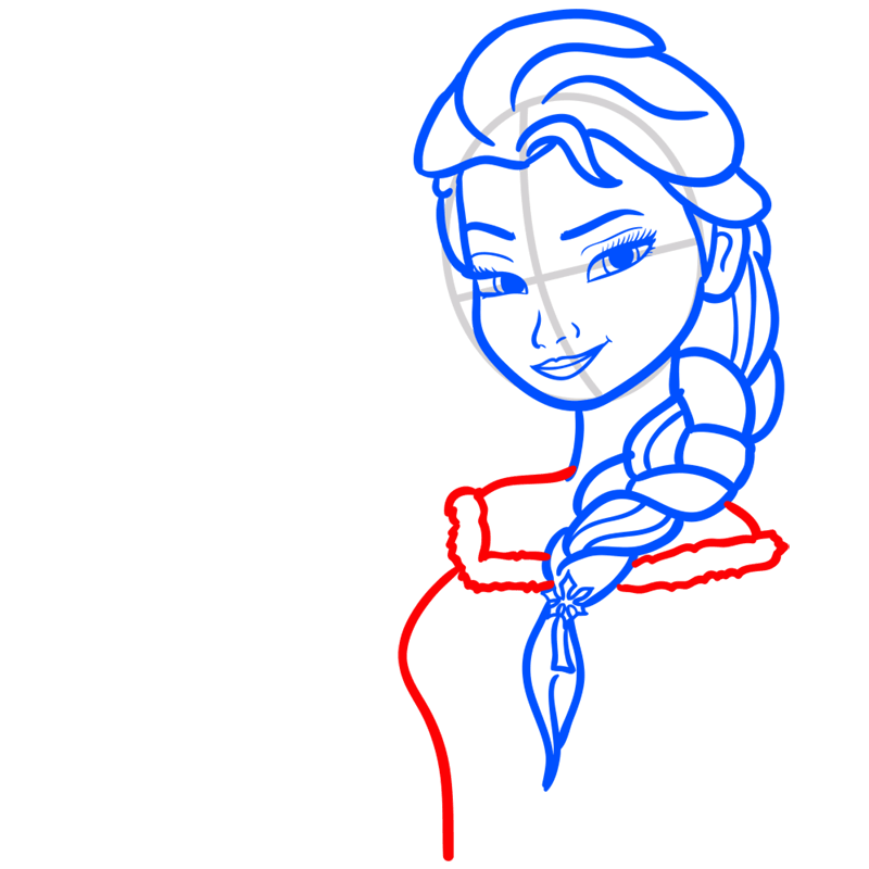 Learn easy to draw easy step by step frozen elsa on christmas drawing 6