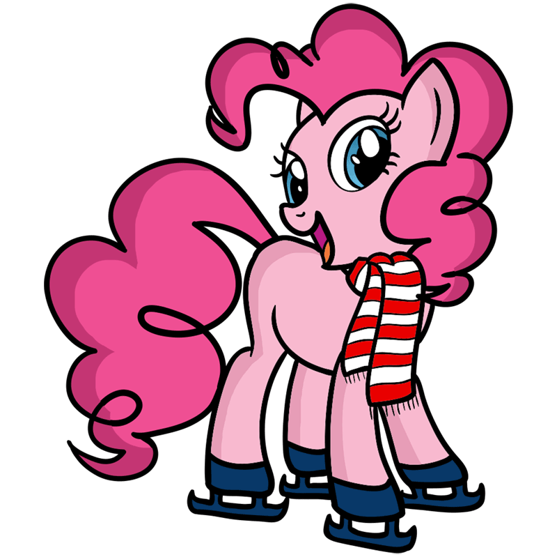 Step by step drawings to draw Pinkie Pie on Christmas