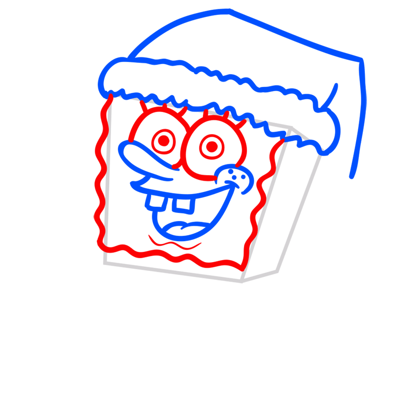 Learn easy to draw easy step by step spongebob on christmas drawing 4