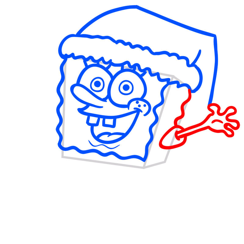 Learn easy to draw easy step by step spongebob on christmas drawing 5