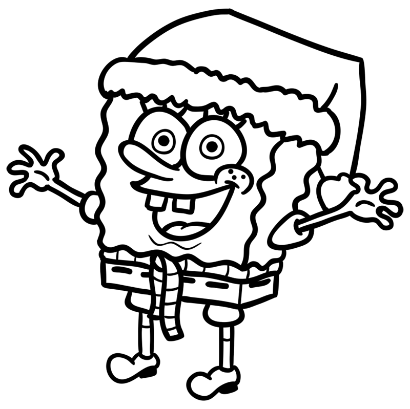 Learn easy to draw easy step by step spongebob on christmas drawing 9