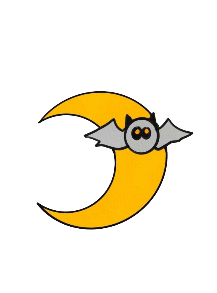 Easy bat with moon drawing for Halloween 2023