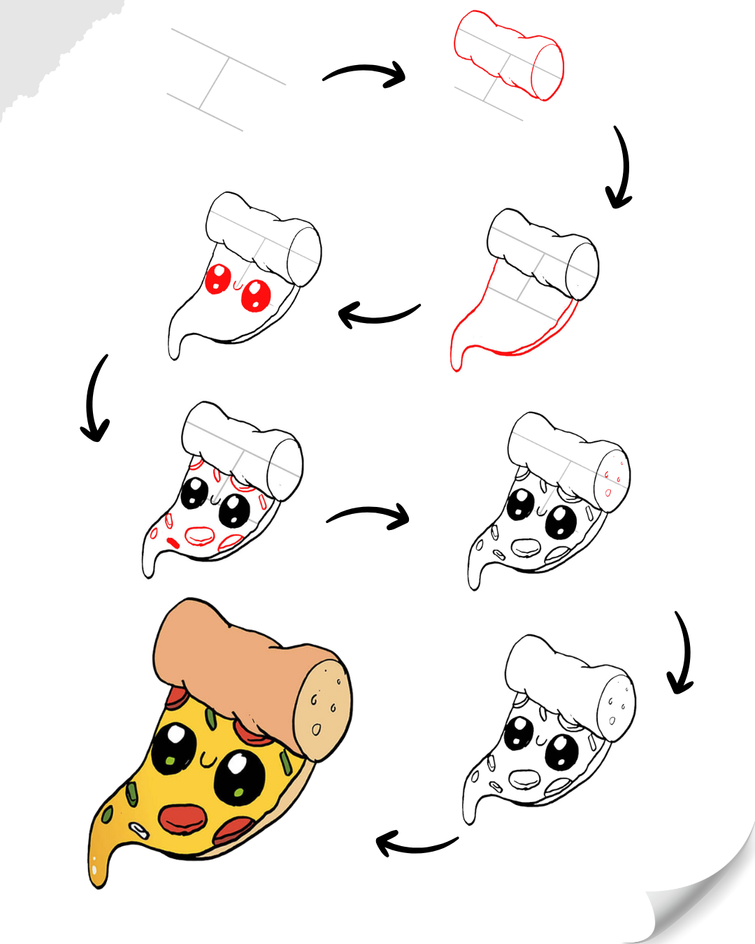 How To Draw Kawaii Pizza