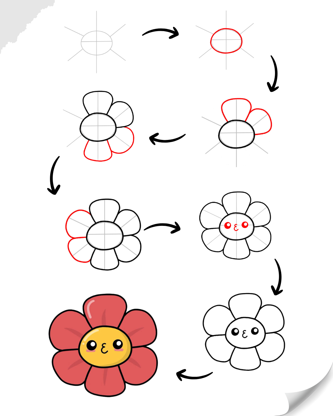 Learn To Draw A Flower So Cute Easy Drawings For Kids