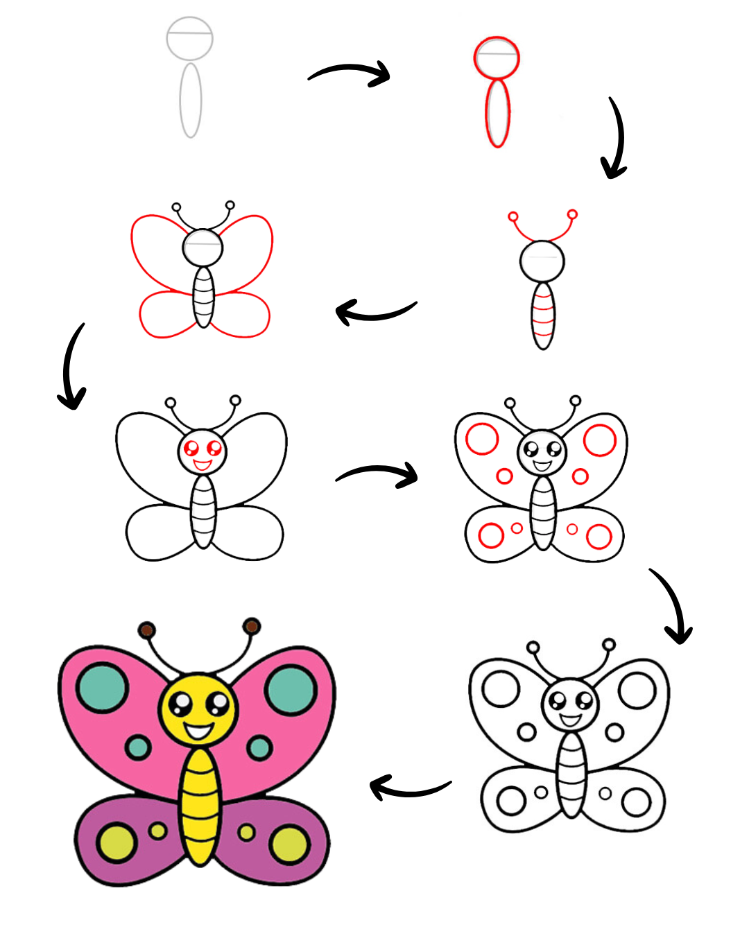 How To Make Butterfly Drawing Step By Step