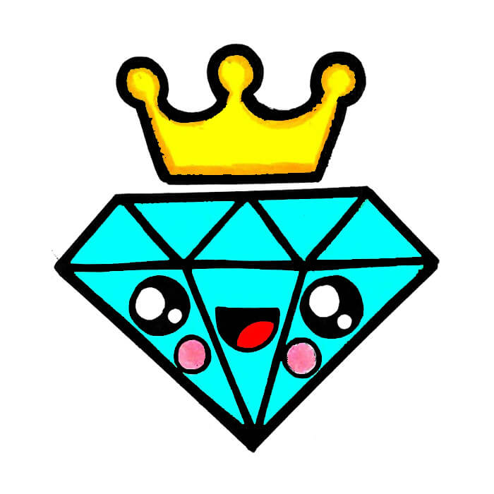 Learn easy to draw cute diamond drawing 8