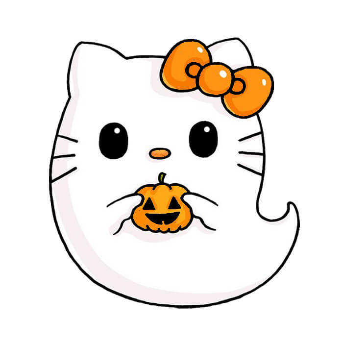 Easy to draw a cute kitty ghost