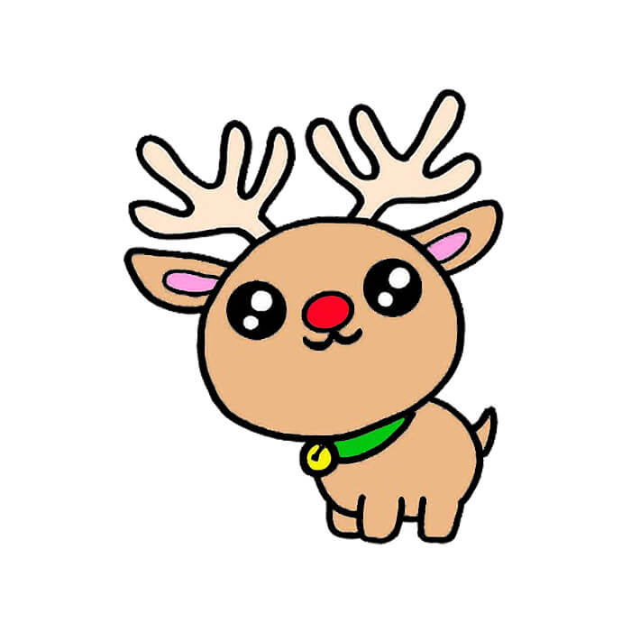 How to draw a cute reindeer - Easy Christmas drawings