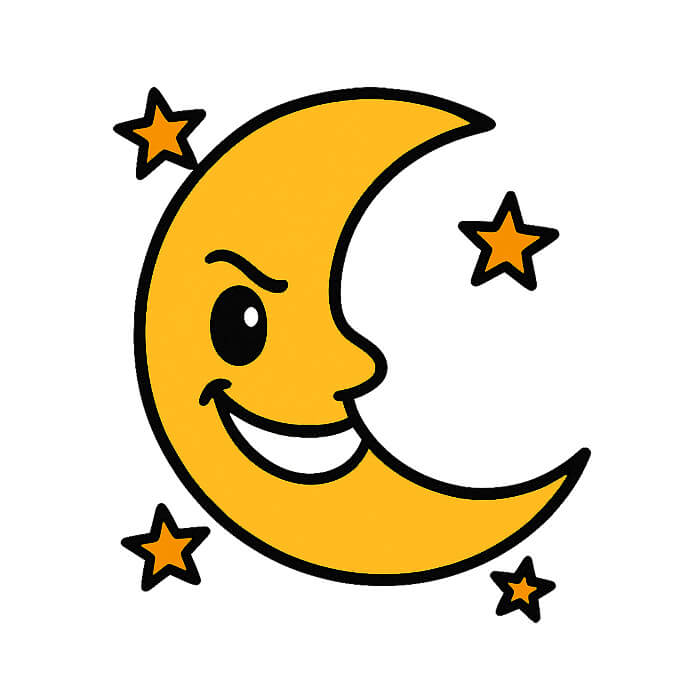 Learn to draw a funny moon drawing