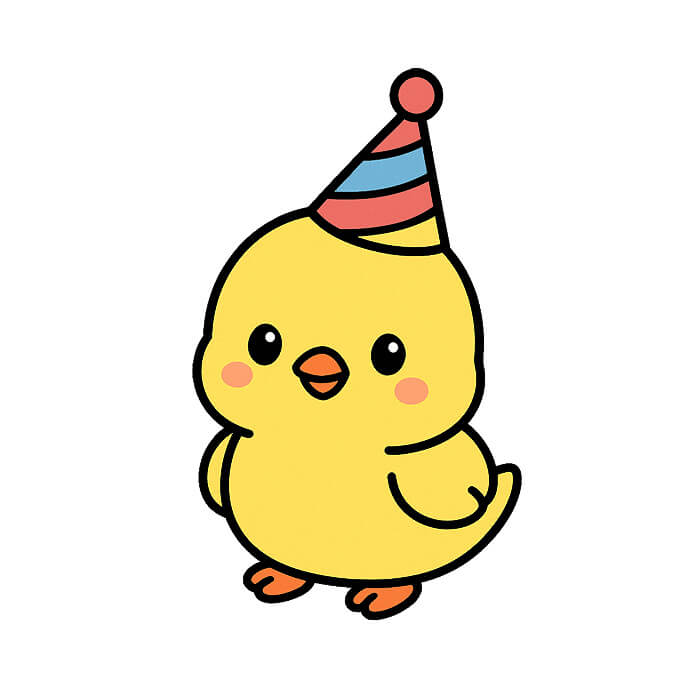 How to draw a baby chick with hat - Easy and cute drawings