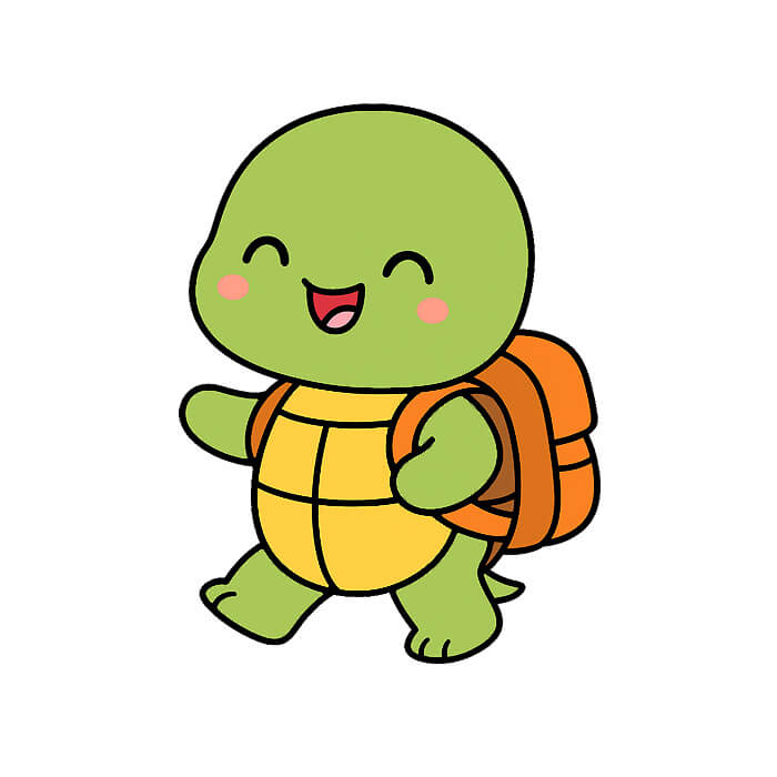 Easy to draw a cute turtle drawing - Simple animal drawings
