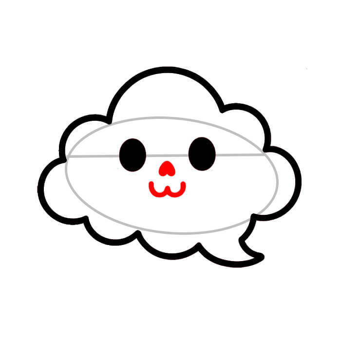 Learn easy to draw cute cloud ghost drawing 6