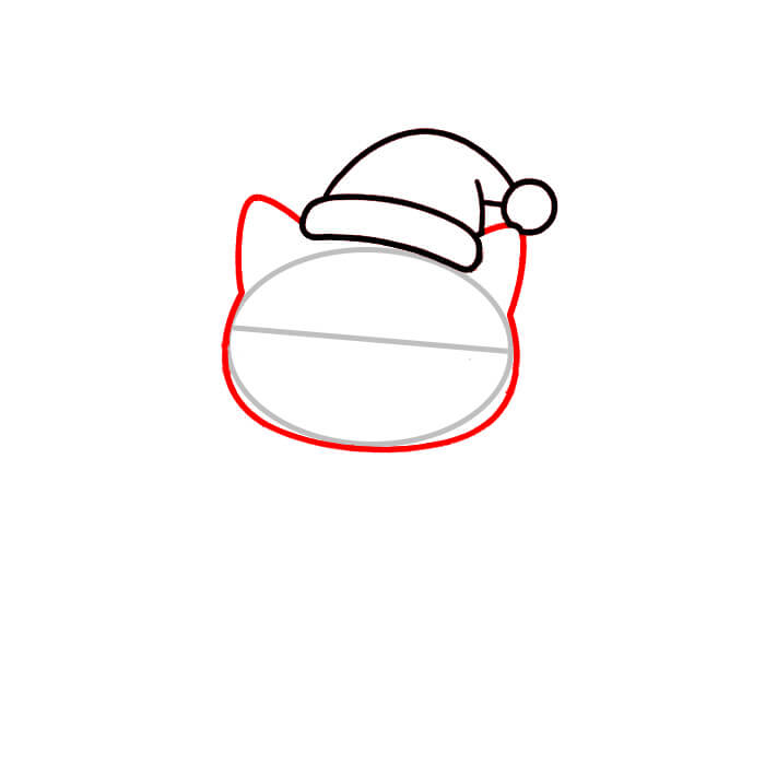 Learn easy to draw cute cat on christmas drawing 3