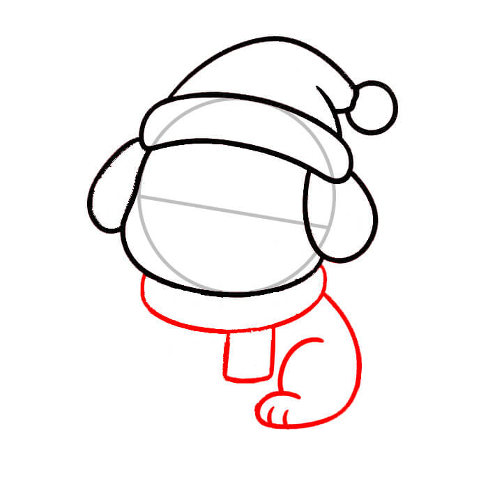 Learn easy to draw cute christmas puppy drawing 4
