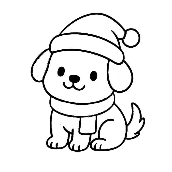 Learn easy to draw cute christmas puppy drawing 7