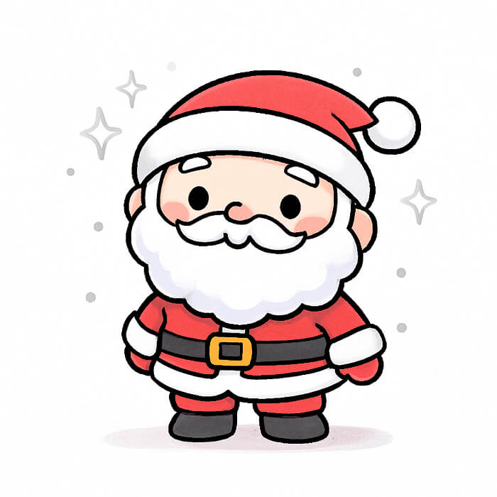 How to draw a Santa Claus Easy drawing of Santa Claus Step 01: Step 02: Step 03: Step 04: Step 05: Step 06: Step 07: Coloring: Step-by-step cute Santa Claus drawing