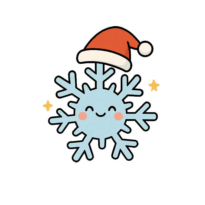 Learn how to draw a cute snowflake - Easy Christmas drawings