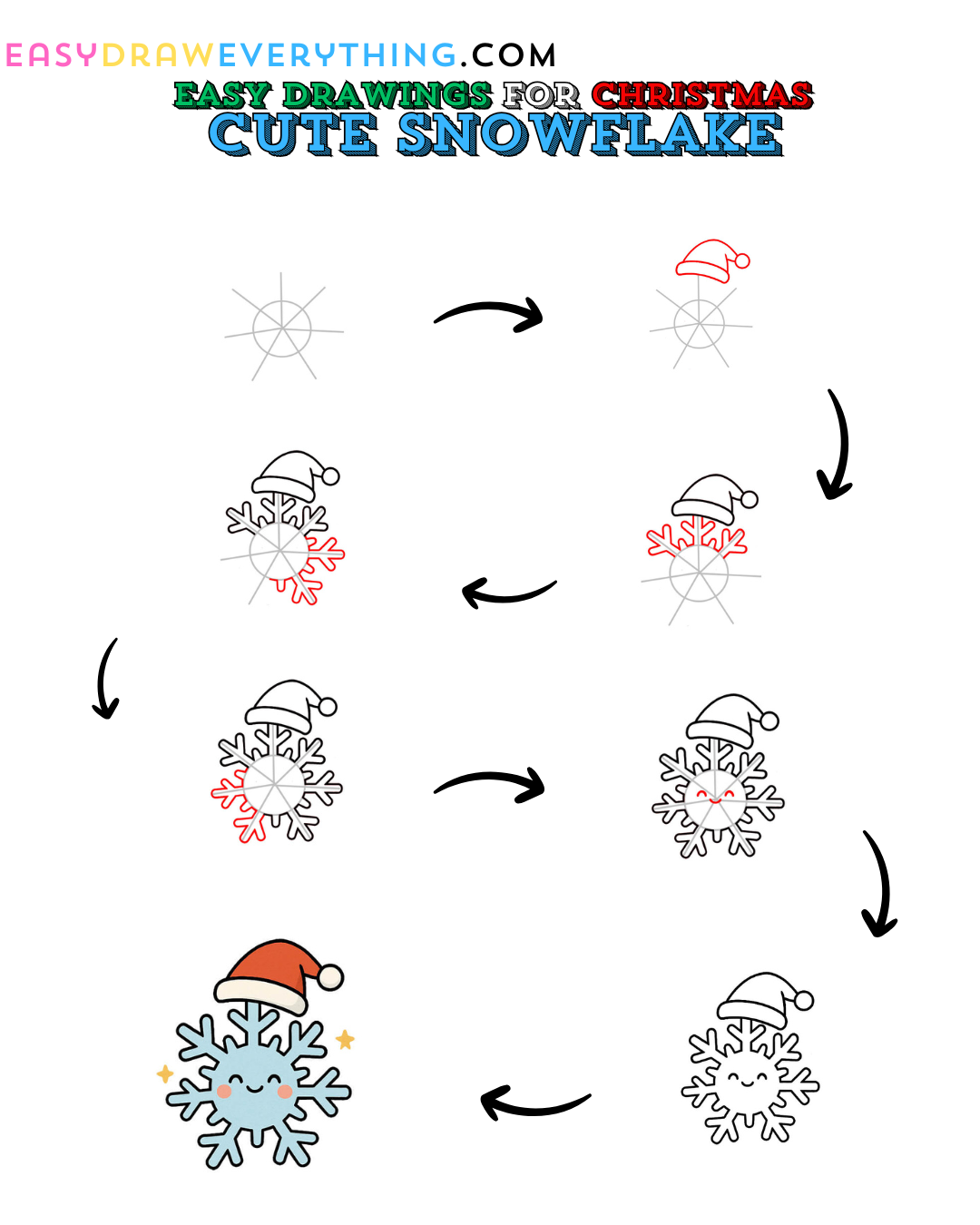 Learn easy to draw cute snowflake drawing easy step by step