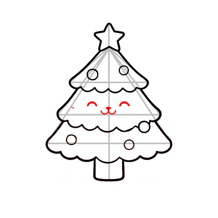 Learn easy to draw cute xmas tree drawing 6