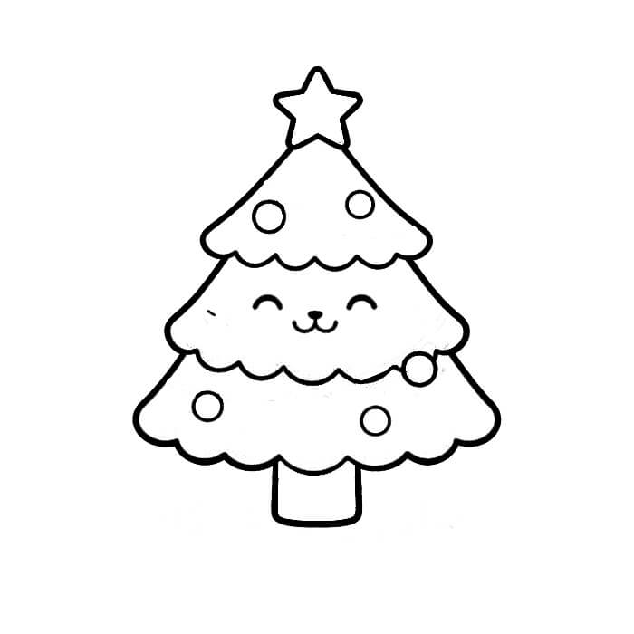 Learn easy to draw cute xmas tree drawing 7